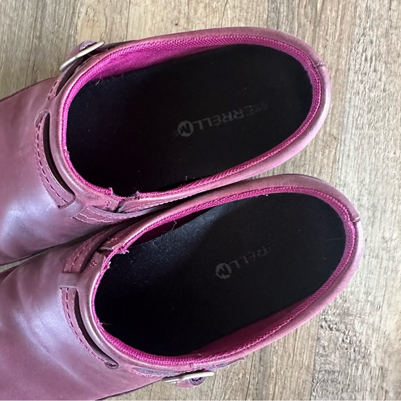 Merrell Encore Kassie Beet Red Full Grain Leather Buckle Mules - Picture 8 of 9